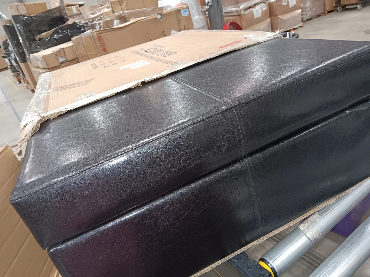 HomePop 28" Faux Leather Square Storage Ottoman - Black