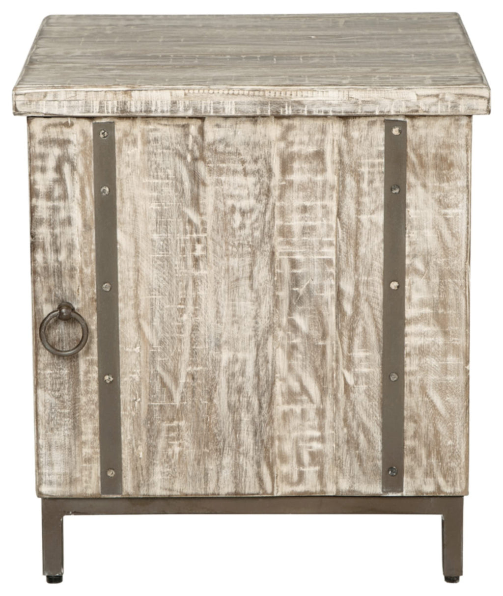 Signature Design by Ashley Laddford Rustic Chic Accent Cabinet or End Table, Whitewash