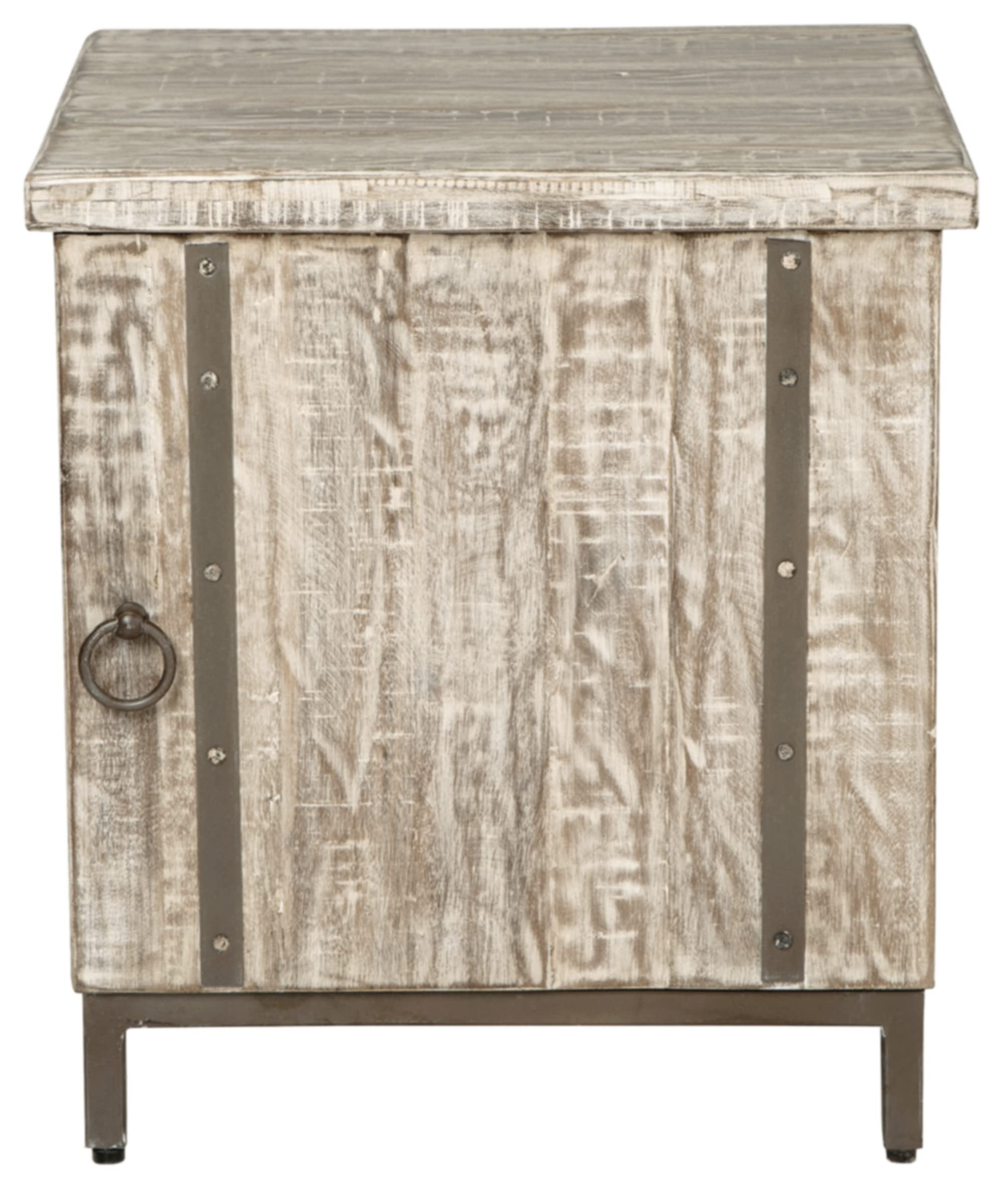 Signature Design by Ashley Laddford Rustic Chic Accent Cabinet or End Table, Whitewash