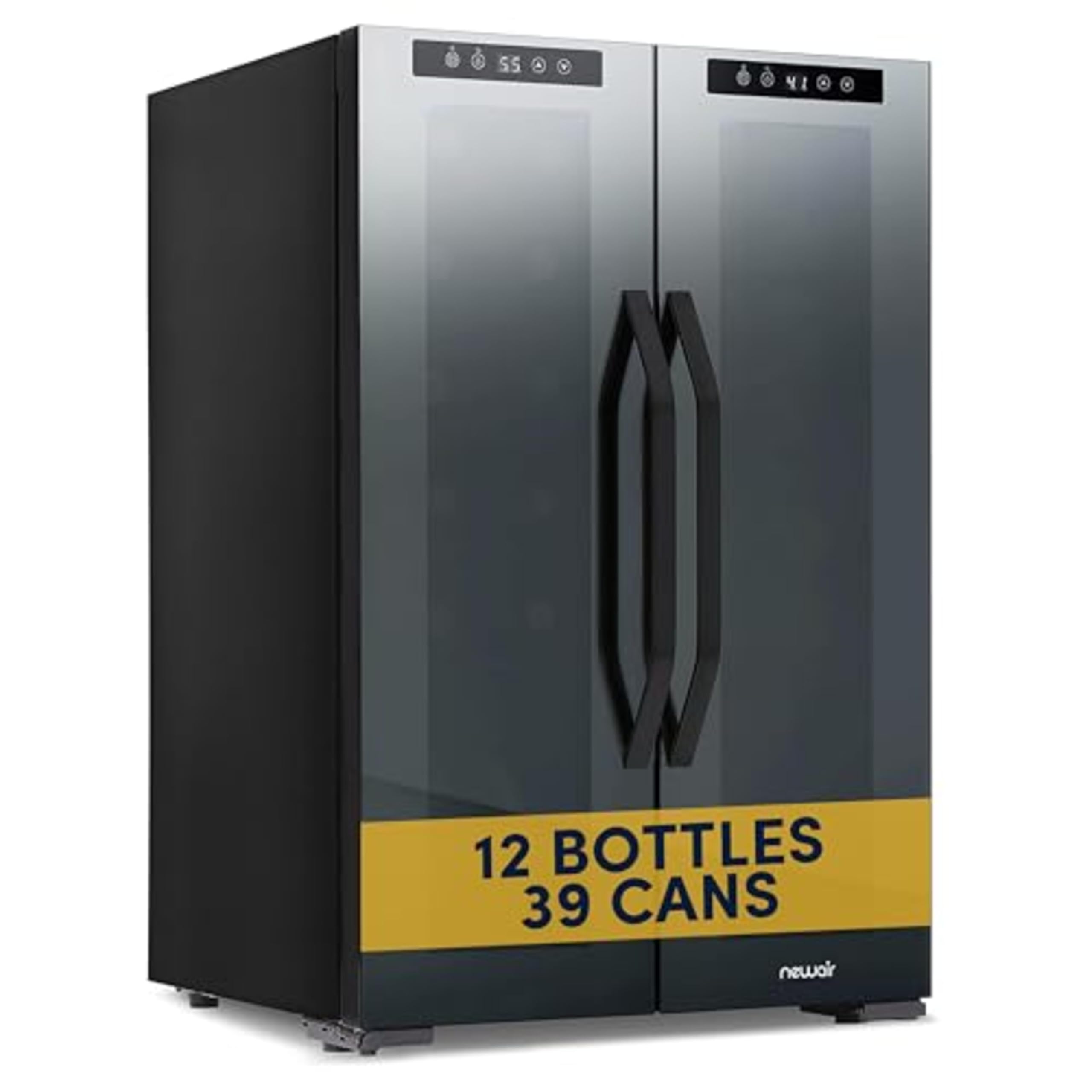 NewAir 20" Dual Zone Beverage Refrigerator & Wine Cooler for 12 Bottles & 39 Cans