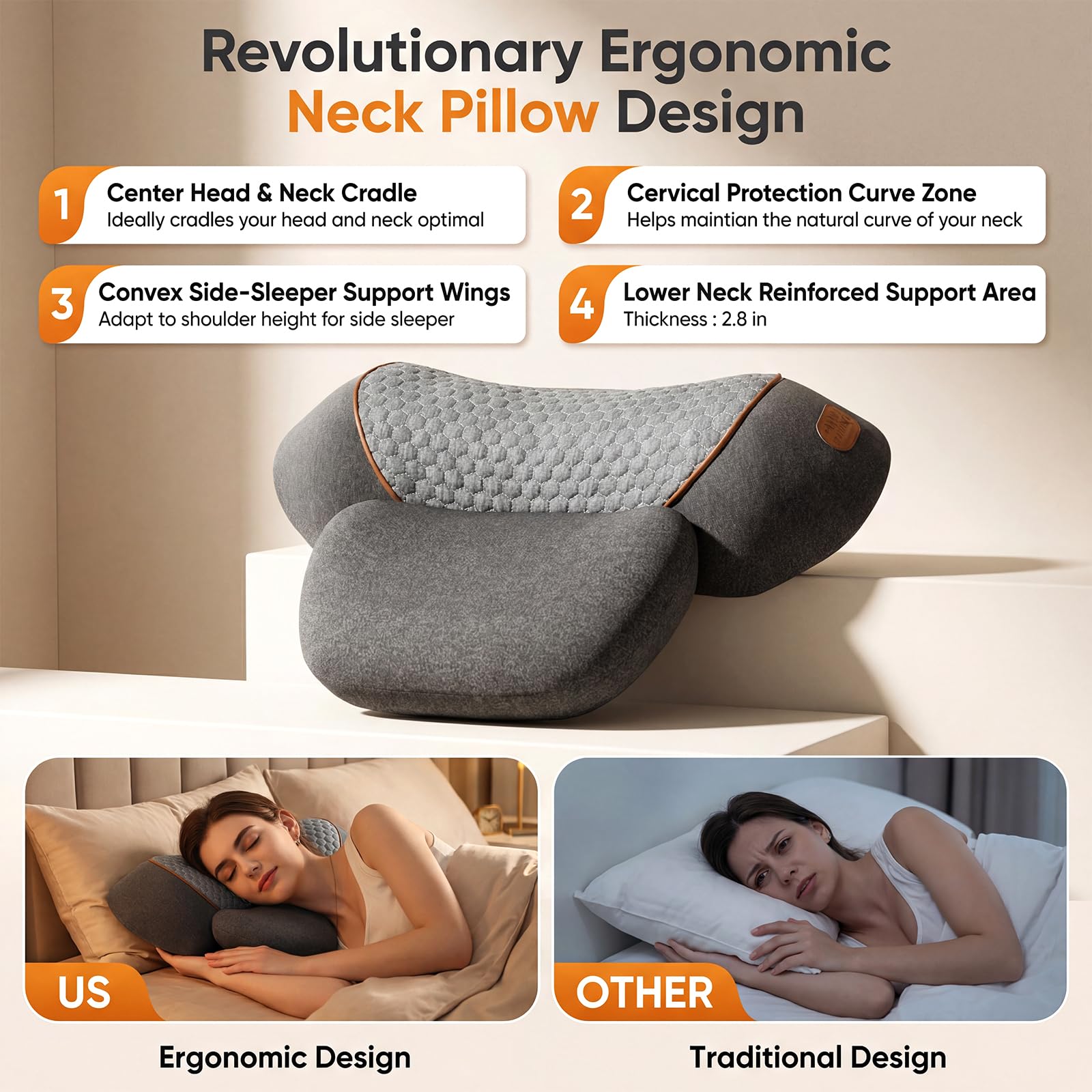 Neck Massager Pillow with Heat & Cervical Traction