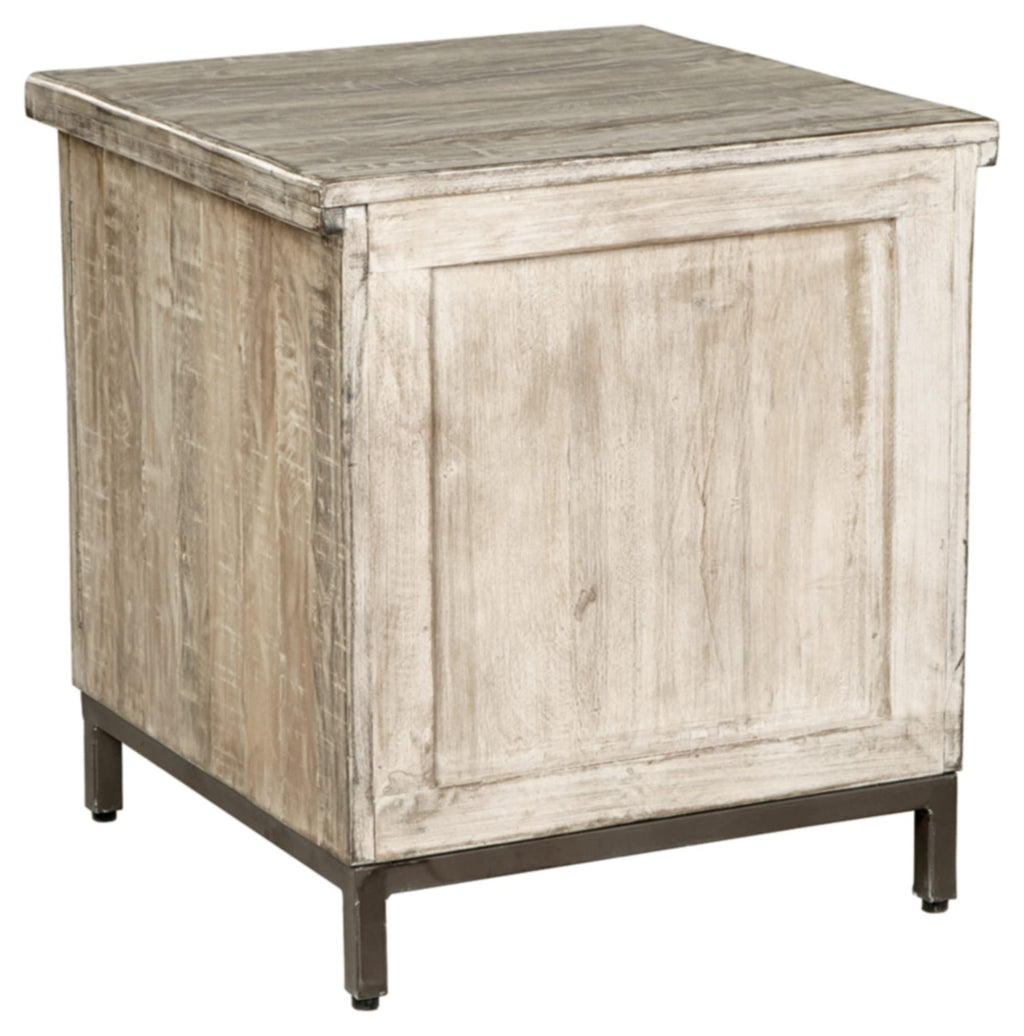 Signature Design by Ashley Laddford Rustic Chic Accent Cabinet or End Table, Whitewash
