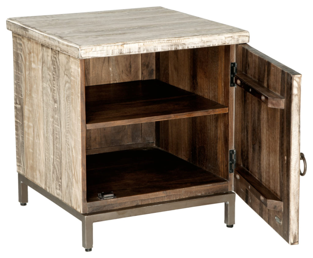 Signature Design by Ashley Laddford Rustic Chic Accent Cabinet or End Table, Whitewash