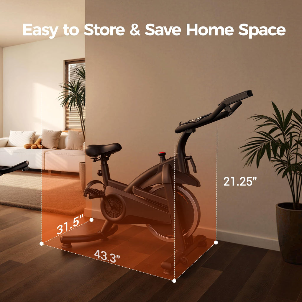 CURSOR FITNESS Exercise Bike, Quiet Belt Drive Stationary Bike for Home with 0-100