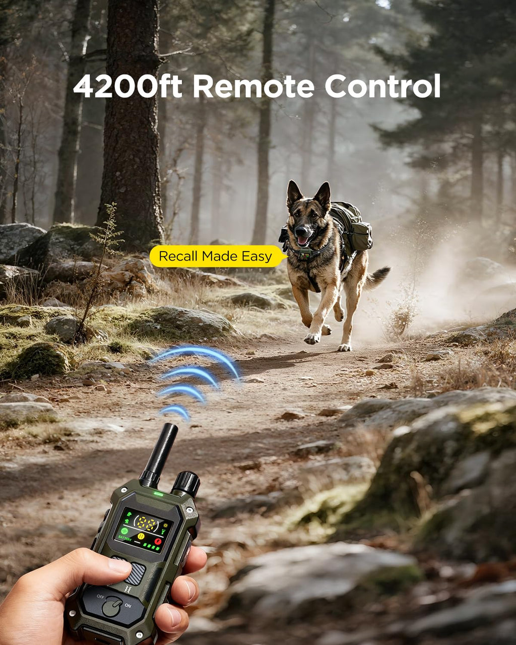 BLACKDOG Military Dog Shock Collar - 4200ft Dog Training Collar with Remote