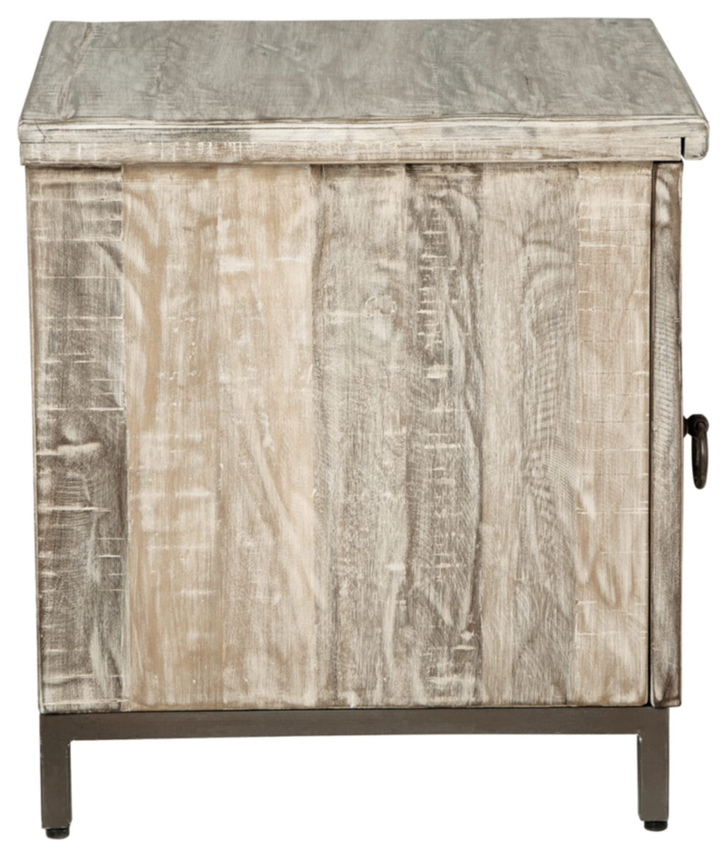 Signature Design by Ashley Laddford Rustic Chic Accent Cabinet or End Table, Whitewash