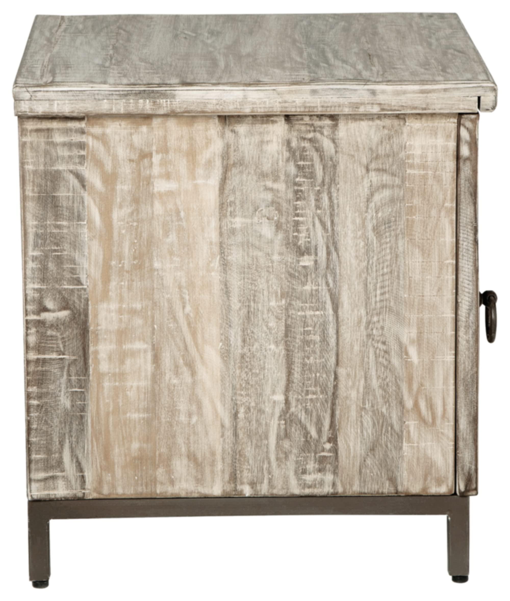 Signature Design by Ashley Laddford Rustic Chic Accent Cabinet or End Table, Whitewash