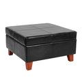HomePop 28" Faux Leather Square Storage Ottoman - Black