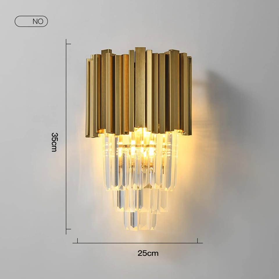 H XD GLOBAL E14 Gold Base & Crystal Glass Wall Sconces Lamp,Modern Wall Lamp Golden Wall Light