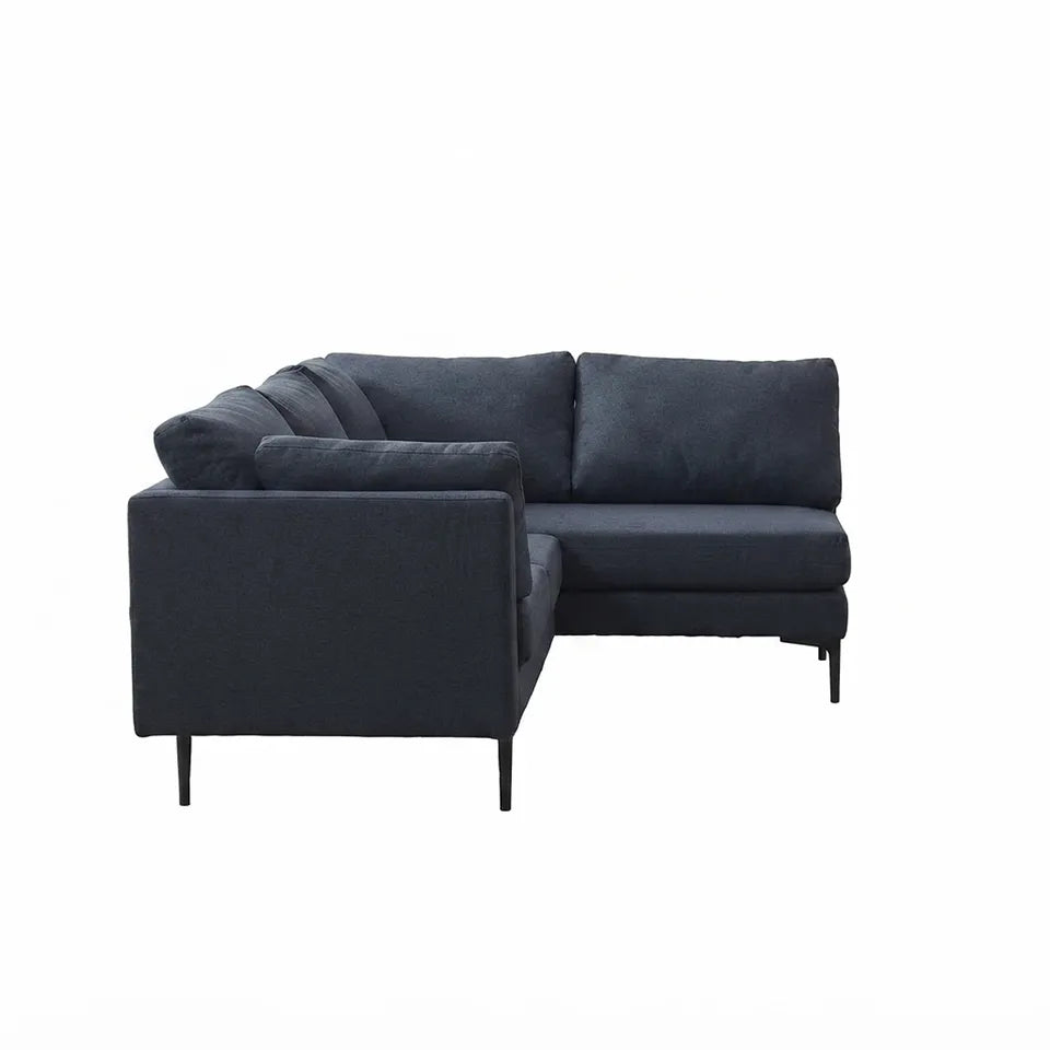 Linen Fabric Corner Couch with Metal Legs, Convertible Modular Sofa
