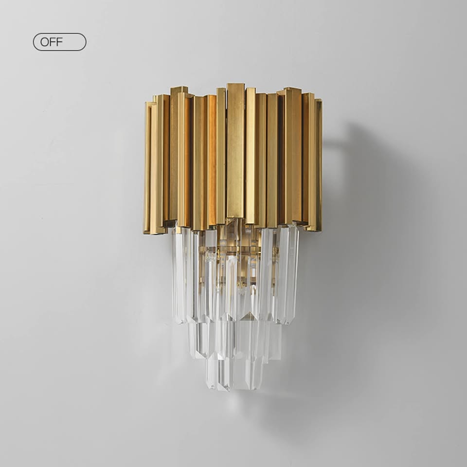H XD GLOBAL E14 Gold Base & Crystal Glass Wall Sconces Lamp,Modern Wall Lamp Golden Wall Light
