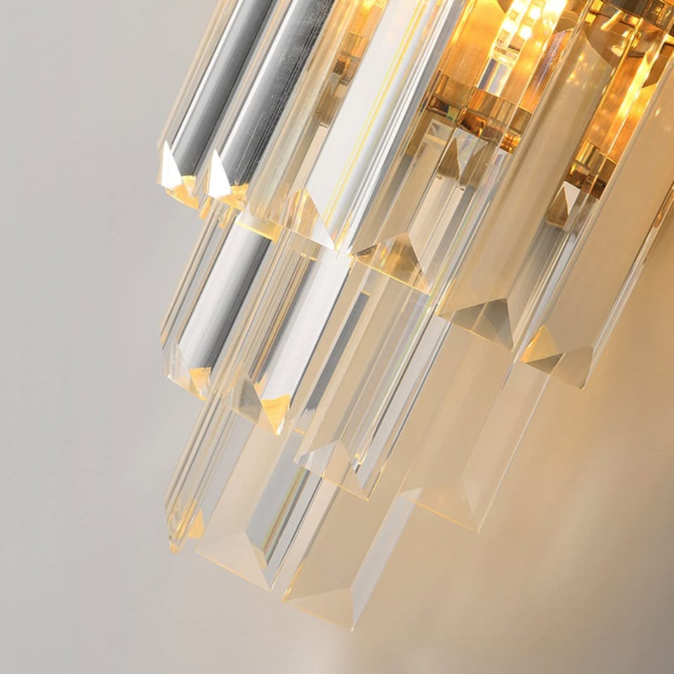 H XD GLOBAL E14 Gold Base & Crystal Glass Wall Sconces Lamp,Modern Wall Lamp Golden Wall Light