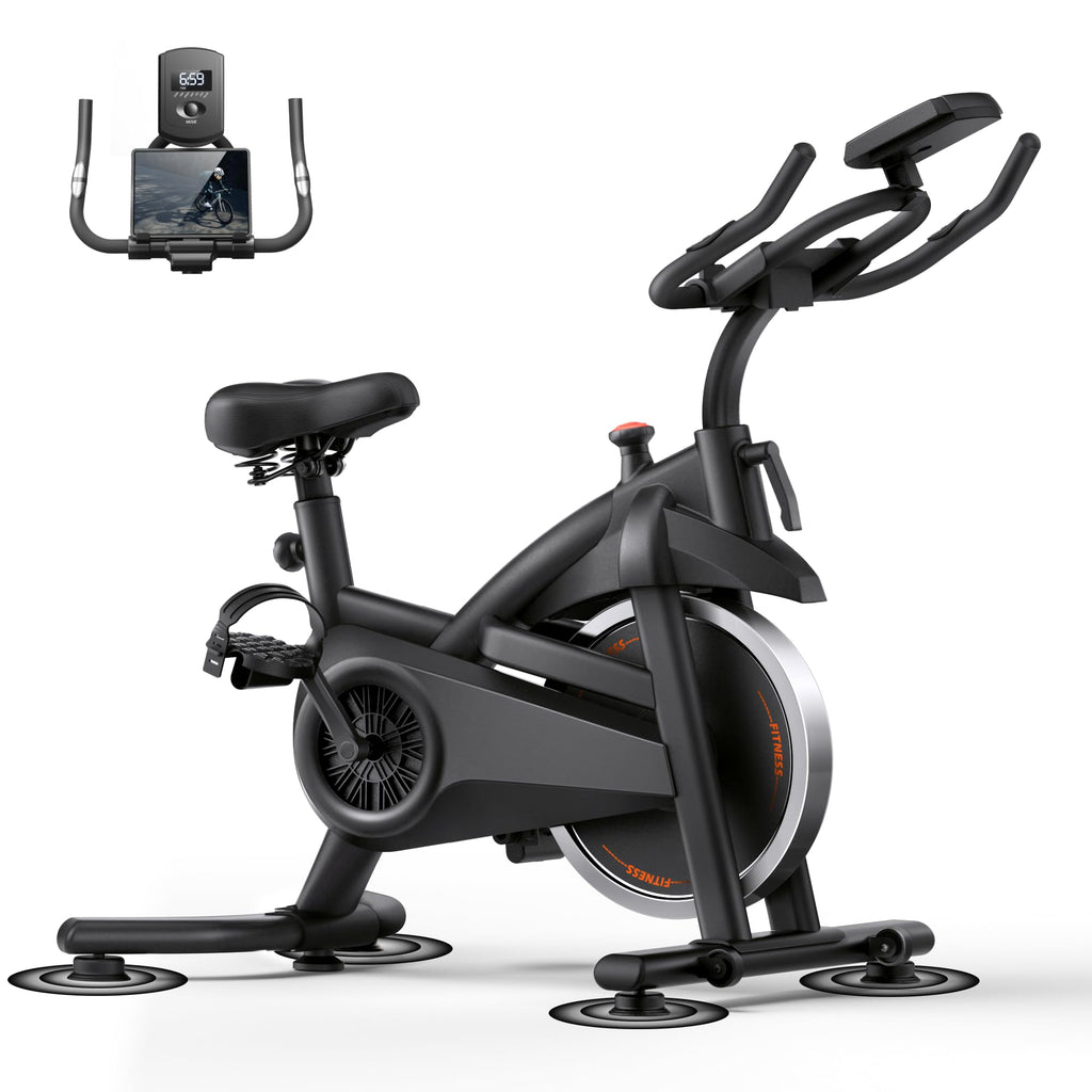 CURSOR FITNESS Exercise Bike, Quiet Belt Drive Stationary Bike for Home with 0-100