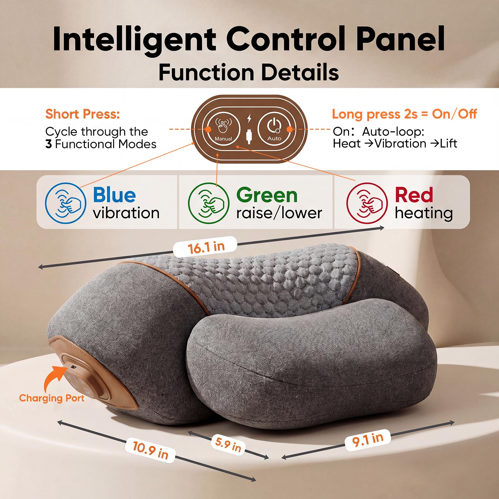 Neck Massager Pillow with Heat & Cervical Traction