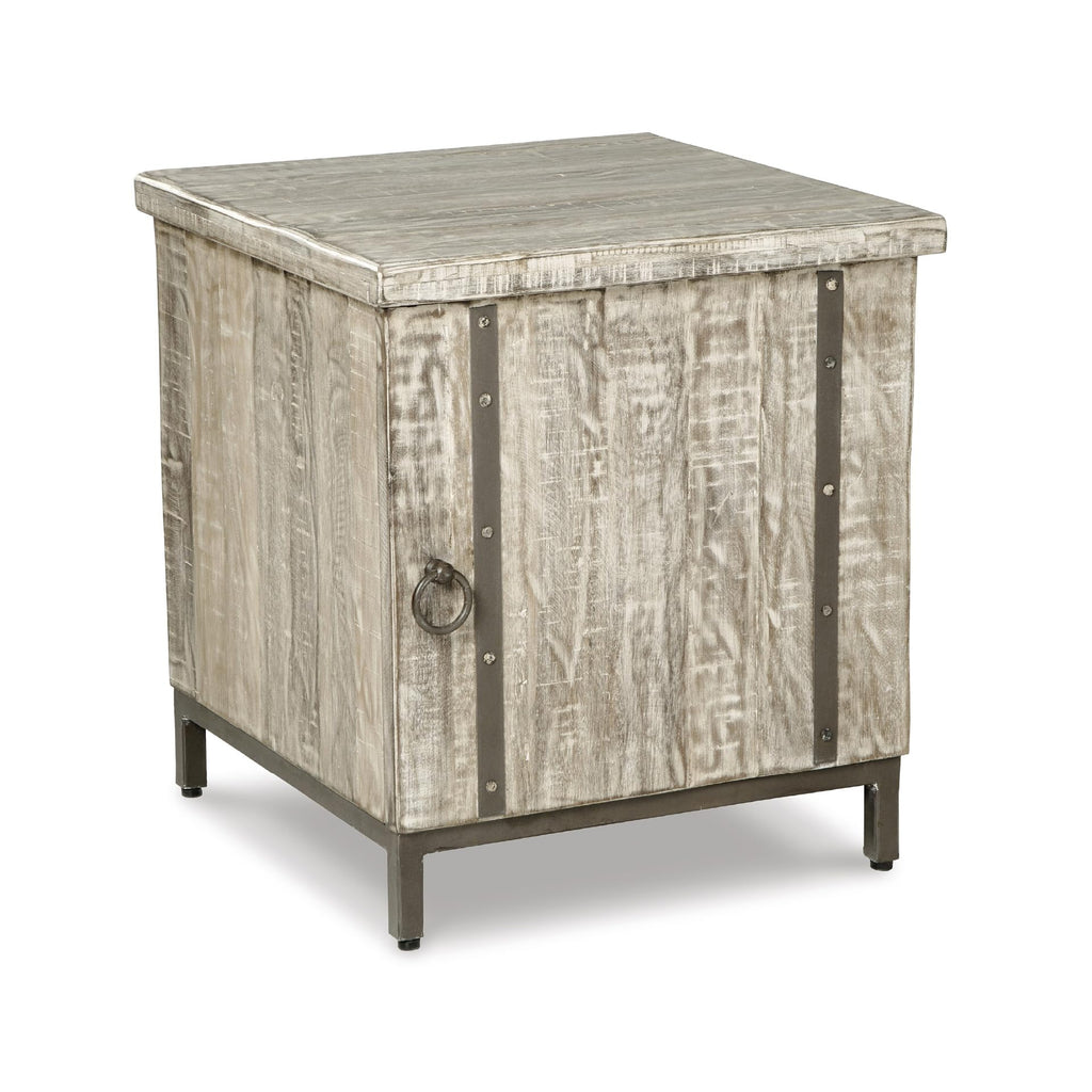 Signature Design by Ashley Laddford Rustic Chic Accent Cabinet or End Table, Whitewash