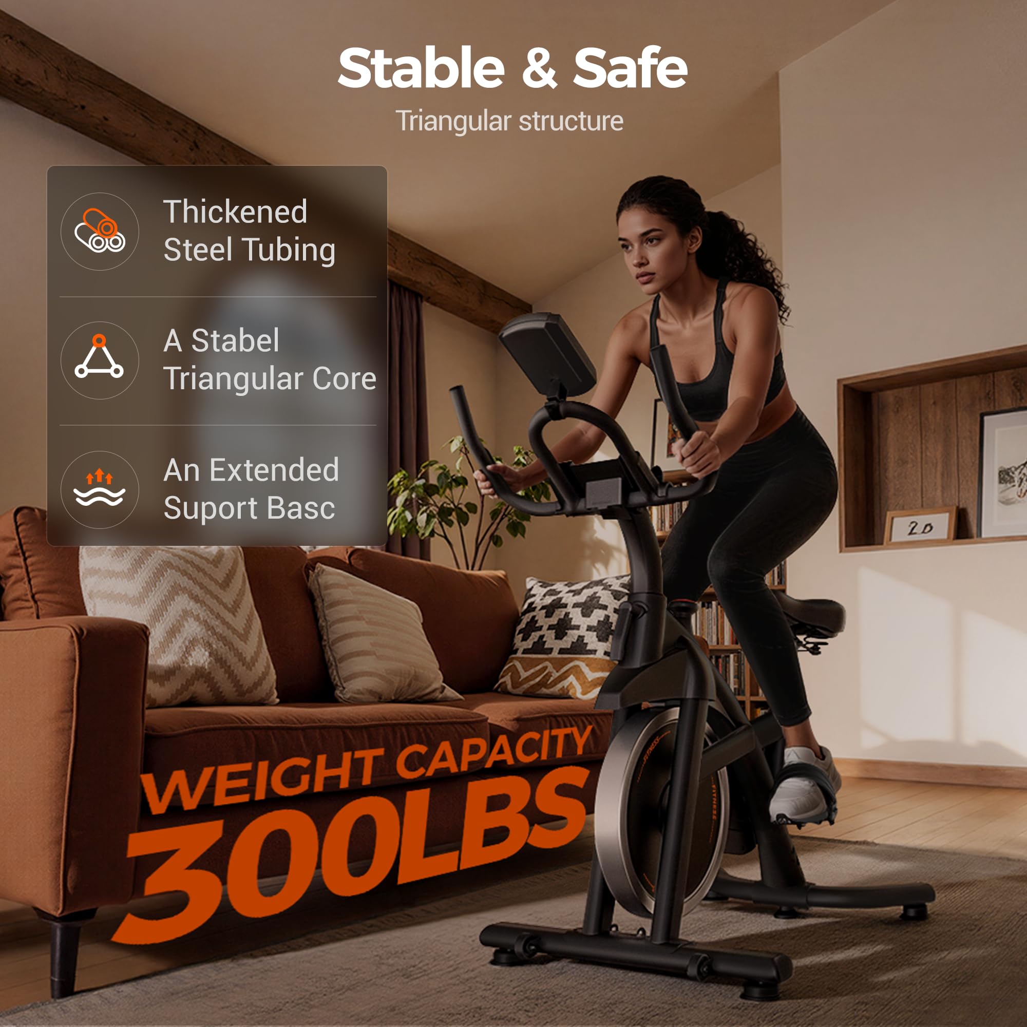 CURSOR FITNESS Exercise Bike, Quiet Belt Drive Stationary Bike for Home with 0-100