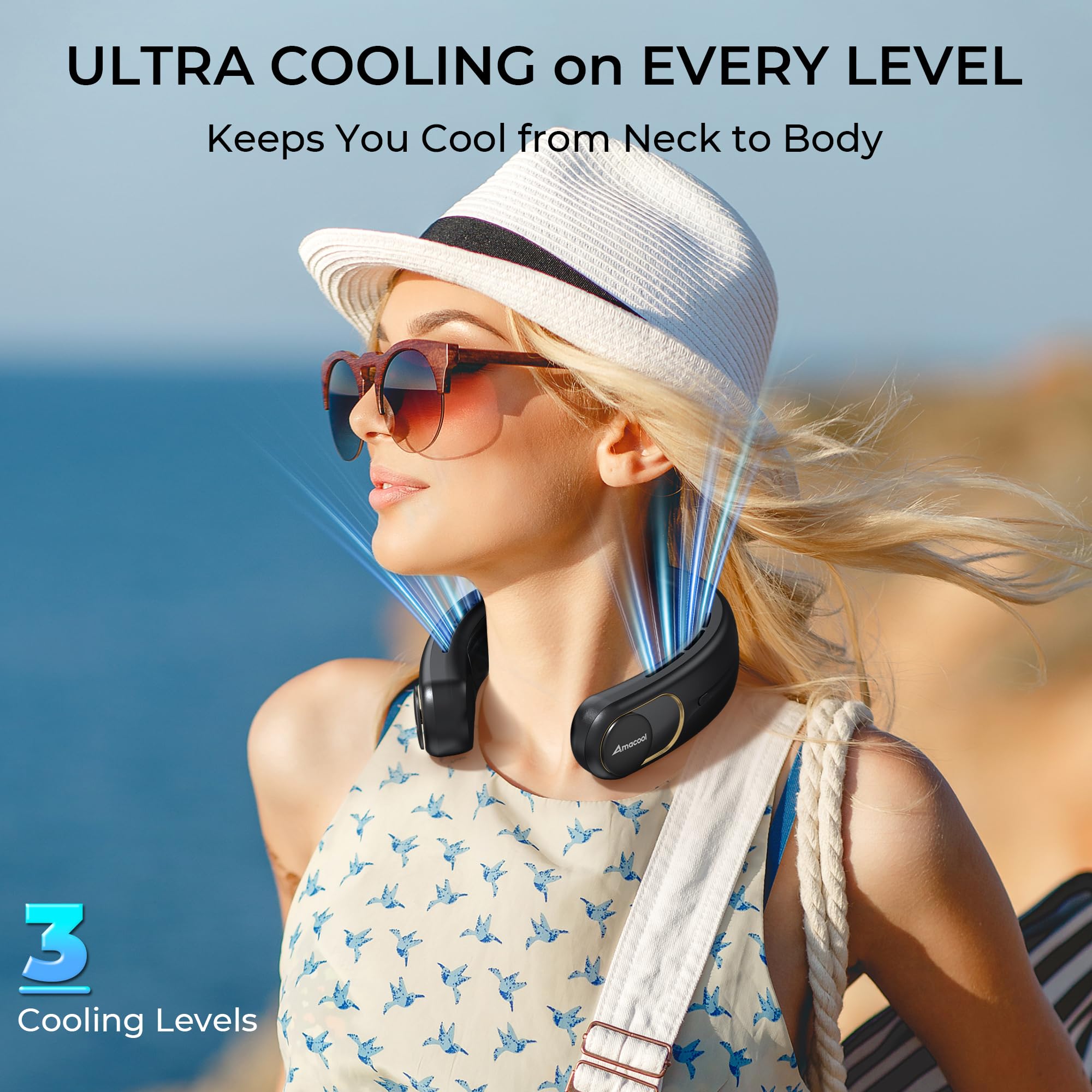 AMACOOL Portable Neck Fan with Ice Cooling Plate