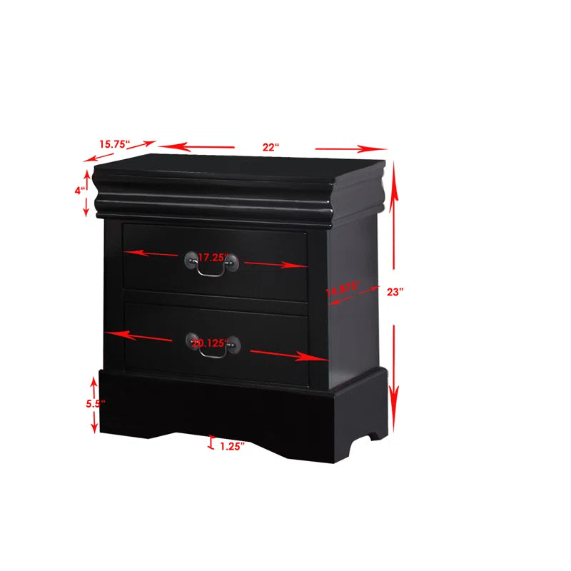 Ely 2 - Drawer Nightstand in Black