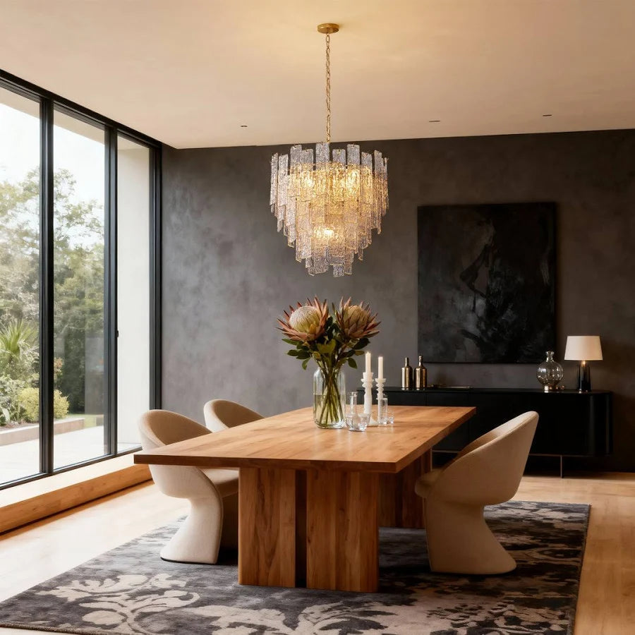 24" 9-lights Luxury Chandelier with Hammered Glass