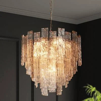 24" 9-lights Luxury Chandelier with Hammered Glass